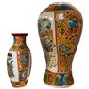 Image 2 : 2 Vintage Chinese Vases in the Japanese Satsuma Design - Largest is 9.5" tall x 6" diameter