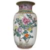 Image 1 : Chinese Porcelain Famille Rose Vase with Peony Flower Design - 8.5" tall x 5" diameter