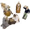 Image 1 : Group of Chinese Ceramic Shiwan Mudman Fisherman Figurines - Tallest is 9"