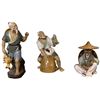 Image 1 : Group of 3 Chinese Ceramic Shiwan Mudman Fisherman Figurines - Tallest is 9"