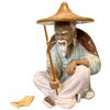 Image 2 : Group of 3 Chinese Ceramic Shiwan Mudman Fisherman Figurines - Tallest is 9"