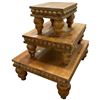 Image 2 : Set of 3 Beaded Edge Wood Display Risers (largest is 12" x 16" x 6" tall)