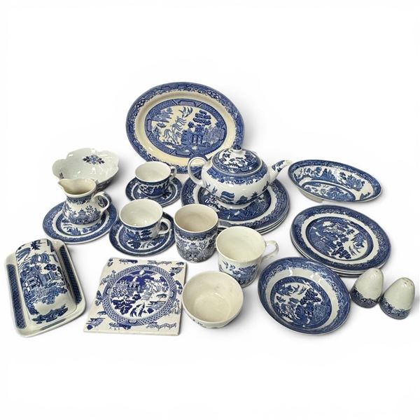 Large Group of Blue and White China - Variety of Makers