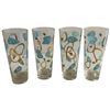 Image 1 : Set of 4 Federal Glass Atomic Boomerang Amoeba Turquoise & Gold Tumblers - 1950s/60s