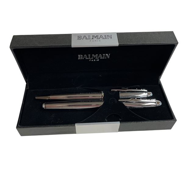 Balmain Paris Pen Set with Bank of Montreal Logo in Original Case