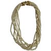 Image 1 : 1988  Franklin Mint Faux Pearl Necklace by Mary McFadden - Crystal embedded clasp - 16" Choker