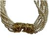 Image 2 : 1988  Franklin Mint Faux Pearl Necklace by Mary McFadden - Crystal embedded clasp - 16" Choker