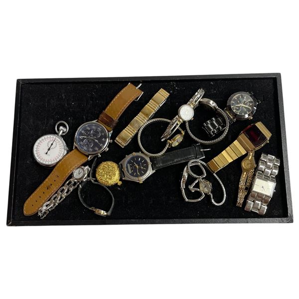 Tray of Men's & Ladies Watches - Eddie Bauer, English Laundry, Duami, and More - Preowned - Display