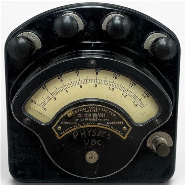 Weston Voltmeter Model 280 UBC Physics Department Vintage Electrical Instrument