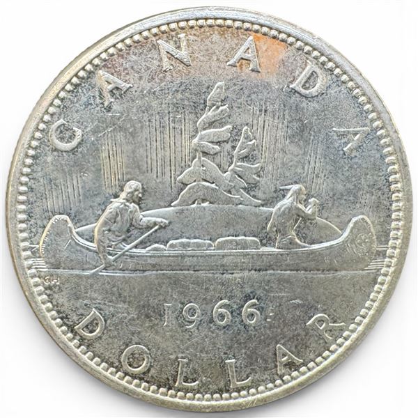 1966 Canadian Silver Dollar - 80% Silver Voyageur Dollar - Circulated