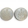 Image 1 : Two 1966 Canadian Silver 50¢ Coins -  .80% Silver Elizabeth II Coins - Circulated