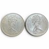 Image 2 : Two 1966 Canadian Silver 50¢ Coins -  .80% Silver Elizabeth II Coins - Circulated
