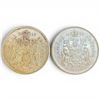 Image 1 : Two 1966 Canadian Silver 50¢ Coins -  .80% Silver Elizabeth II Coins - Circulated