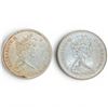 Image 2 : Two 1966 Canadian Silver 50¢ Coins -  .80% Silver Elizabeth II Coins - Circulated