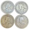 Image 2 : One 1938 & Three 1929 Canadian Silver 25¢ Coins - 80% Silver King George V Coins - Circulated