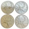 Image 2 : Three 1943 & One 1944 Canadian Silver 25¢ Coins - 80% Silver King George V Coins - Circulated
