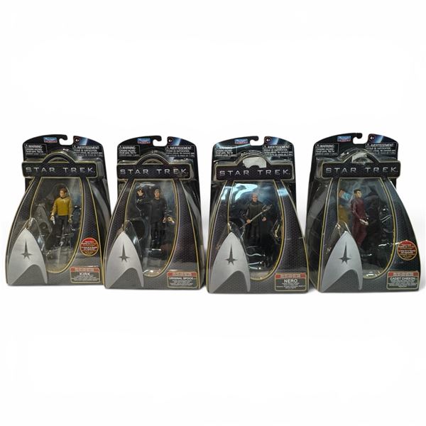 Playmates Star Trek Warp Collection Figures Kirk, Original Spock, Cadet Chekov & Nero