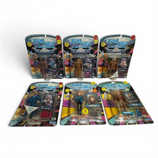 6 X Playmates Star Trek the Next Generation Action Figures 1993/94
