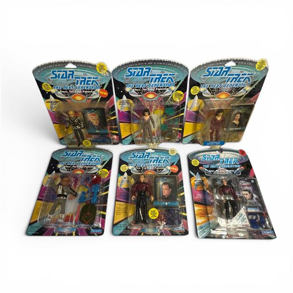 6 X Vintage 1993 Playmates Star Trek the Next Generation Action Figures