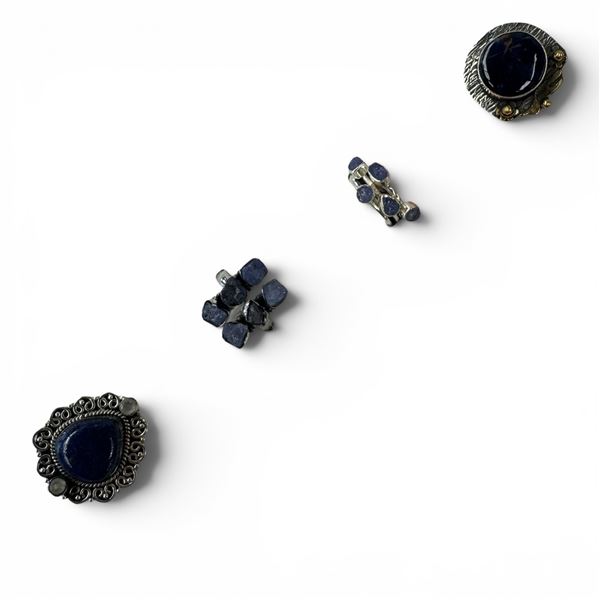 4 New Rings * all stamped .925 * (Lapis Lazuli, Moonstone, and Raw Tanzanite) Longest ring  is 29 mm