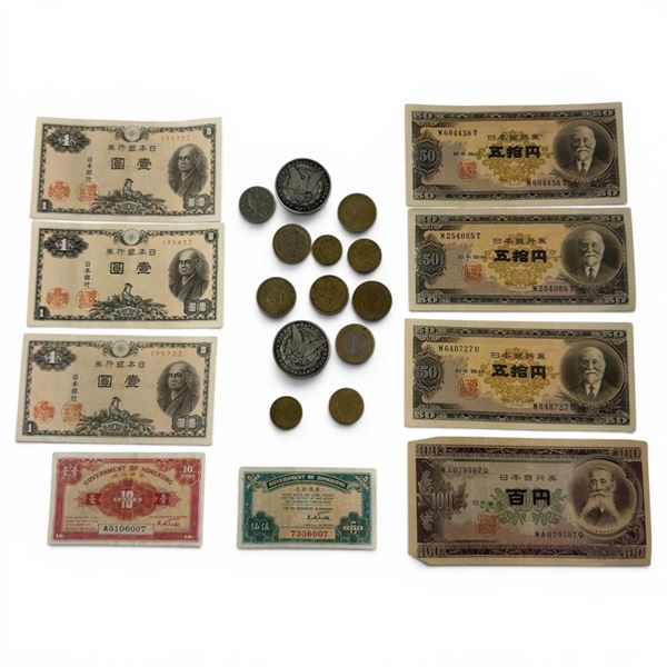 Collection of World Coins and Tokens - Includes 2 US Morgan Replica Dollar Coins
