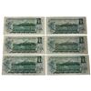 Image 2 : Six 1973 Canadian $1 Replacement Bank Notes - All Lawson/Bouey - Serial number Prefixes: 2 x AA, 1 x