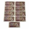 Image 1 : Nine 1974 Canadian $2 Bank Notes - 8 x BA Serial Numbers and 1 x BC Serial Number - Lawson/Bouey - C