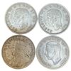 Image 2 : 4 Vintage Canadian 80% Silver Quarters - 1936 King George V, and 2 x 1941 & 1 x 1942 King George VI