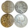 Image 1 : 4 Vintage Canadian 80% Silver Quarters -  1 each of 1937, 1939, 1947 & 1952 King George VI - Circula
