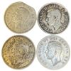 Image 2 : 4 Vintage Canadian 80% Silver Quarters -  1 each of 1937, 1939, 1947 & 1952 King George VI - Circula