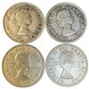 Image 2 : 4 Vintage Canadian 80% Silver Quarters -  1957, 1964, & 2 x 1960 Queen Elizabeth II- Circulated