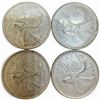 Image 1 : 4 Vintage Canadian 80% Silver Quarters -  All are 1968 Queen Elizabeth II- Circulated