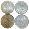 Image 2 : 4 Vintage Canadian 80% Silver Quarters -  All are 1968 Queen Elizabeth II- Circulated