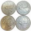 Image 1 : 4 Vintage Canadian 80% Silver Quarters -  All are 1968 Queen Elizabeth II- Circulated