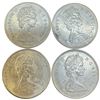 Image 2 : 4 Vintage Canadian 80% Silver Quarters -  All are 1968 Queen Elizabeth II- Circulated