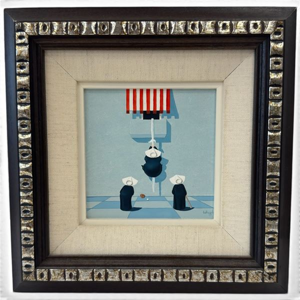 Frank Whipple "Play Ball"  Painting on Board of Nuns - The series is often called "Whipple's Wimples