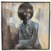 Image 1 : 1973 Signed Original Oil on Board Portrait Painting of a Young Woman - Exterior frame dimensions: 37