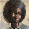 Image 3 : 1973 Signed Original Oil on Board Portrait Painting of a Young Woman - Exterior frame dimensions: 37