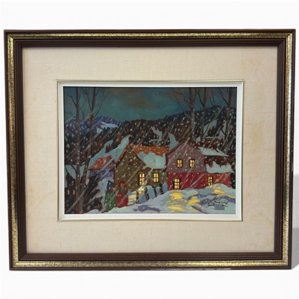 Signed Original Claude Langevin Painting "Night of the Storm" - Oil on Canvas  Canadian Artist