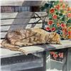 Image 3 : 1994 Signed Origianl J. V. Sorenson Watercolour Painting of Cat in Catio - Double Matted in 20" x 27
