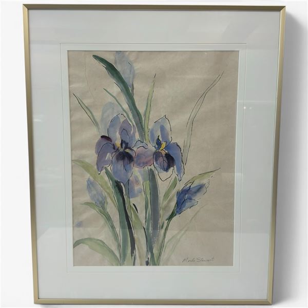 Original Signed Merle Stewart Watercolour "Oriental Iris" Watercolour on Paper - Well matted in a 19
