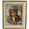 Image 1 : Signed Original Eva N. Mosonyi Impasto Portrait Painting of a Young Girl - Artist Signed on Front an