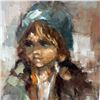 Image 3 : Signed Original Eva N. Mosonyi Impasto Portrait Painting of a Young Girl - Artist Signed on Front an