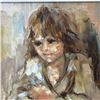 Image 3 : Signed Original Eva N. Mosonyi Impasto Portrait Painting of a Young Girl - Artist Signed on Front an