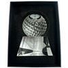 Image 3 : New Howard Miller "Fairway " Optical Crystal Golf Ball Desk Clock - Complete with Box (3.5" x 3.5" x
