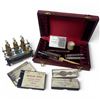 Image 1 : Group of Vintage Anesthetic Dripper, Pen Knife and Glass Hypodermics - One dish missing from the dri