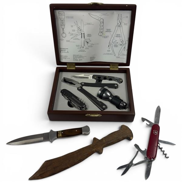 Group of Knives and New Winchester Knife & Tool Kit in Case