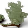 Image 3 : Light Green Jade Carved Vessel with Chained Censure on Stand - 7" tall on a 2" x 7" stand