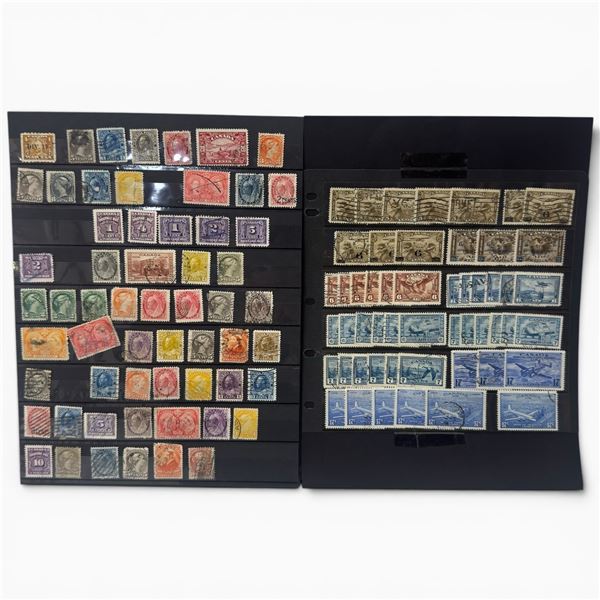 111 Canadian Stamps from 1873s - 1947s -  Used - Approximate Count