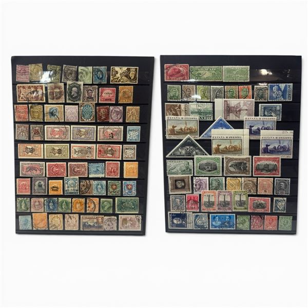 108 Stamps from Iceland, Spain, Portugal, Great Britian & Switzerland -  Mainly Used - Estimated Cat